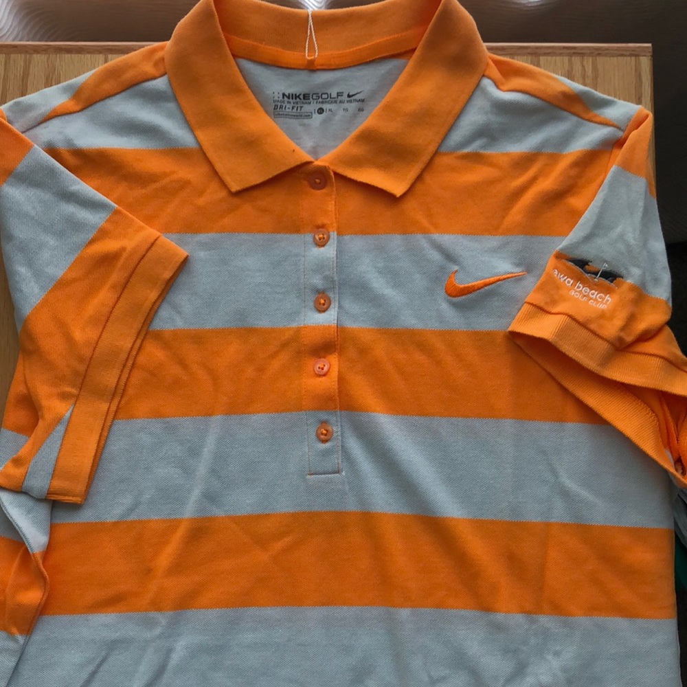 Womens Nike Dryfit golf polo-orange and gray